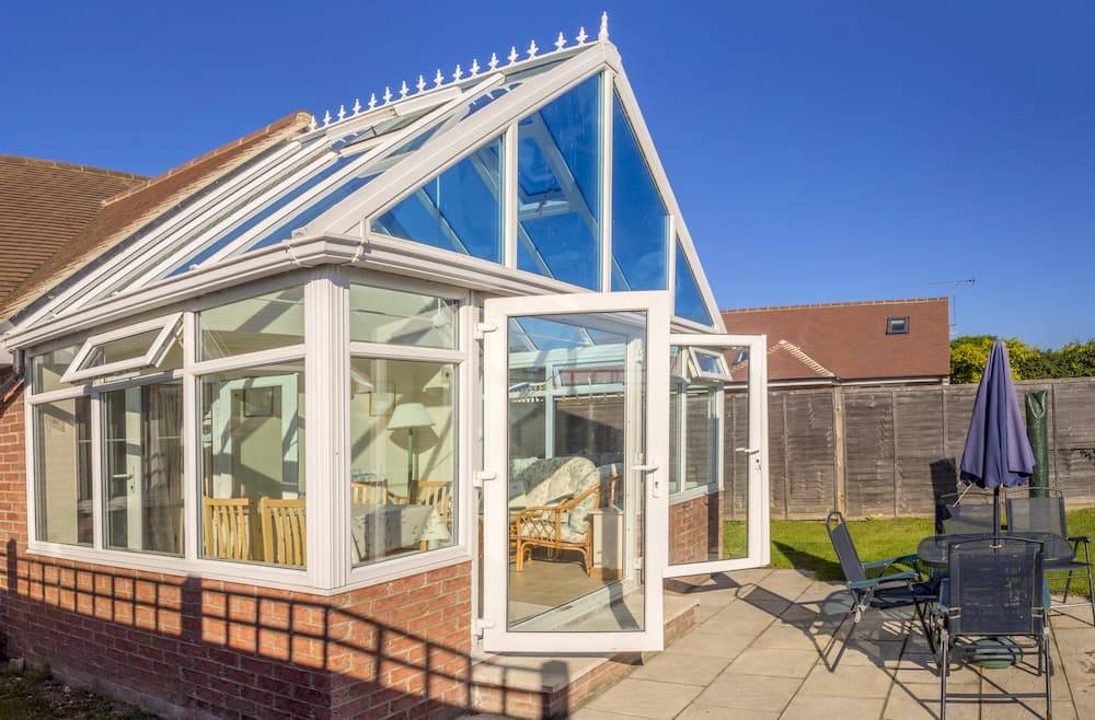 conservatory with doors open